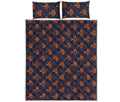 Orange Bullseye Target Pattern Print Quilt Bed Set
