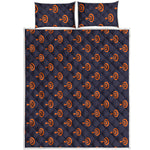 Orange Bullseye Target Pattern Print Quilt Bed Set
