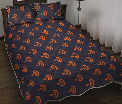 Orange Bullseye Target Pattern Print Quilt Bed Set