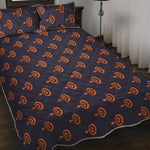 Orange Bullseye Target Pattern Print Quilt Bed Set