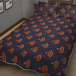 Orange Bullseye Target Pattern Print Quilt Bed Set
