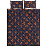 Orange Bullseye Target Pattern Print Quilt Bed Set