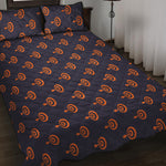 Orange Bullseye Target Pattern Print Quilt Bed Set