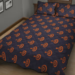 Orange Bullseye Target Pattern Print Quilt Bed Set