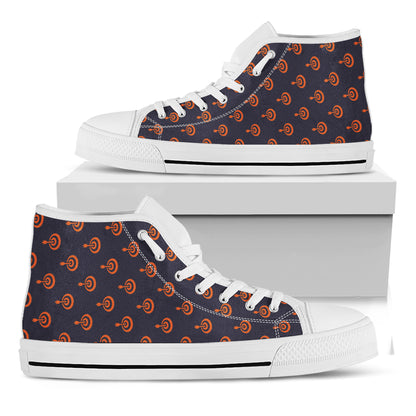 Orange Bullseye Target Pattern Print White High Top Shoes