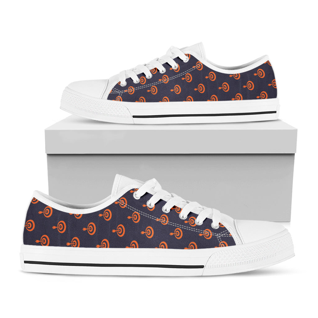 Orange Bullseye Target Pattern Print White Low Top Shoes