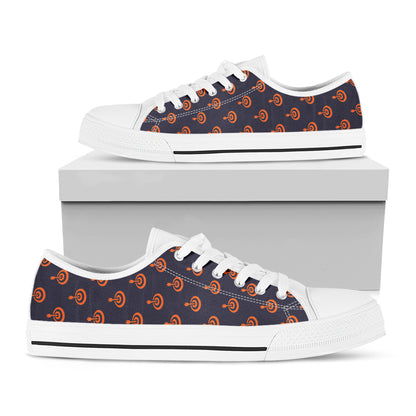 Orange Bullseye Target Pattern Print White Low Top Shoes