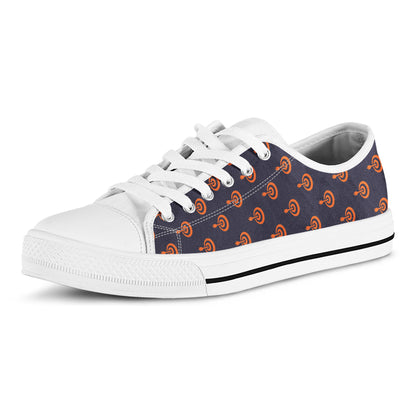 Orange Bullseye Target Pattern Print White Low Top Shoes