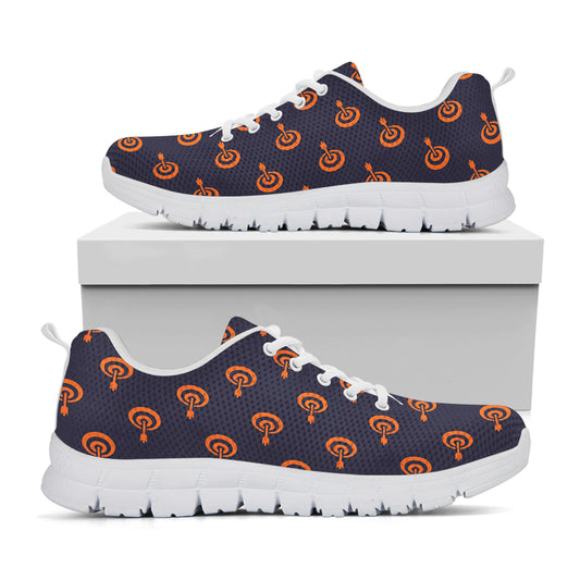 Orange Bullseye Target Pattern Print White Sneakers