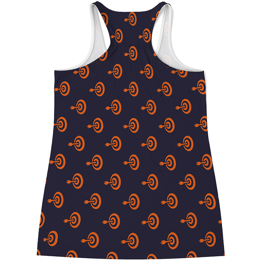Orange Bullseye Target Pattern Print Women's Racerback Tank Top