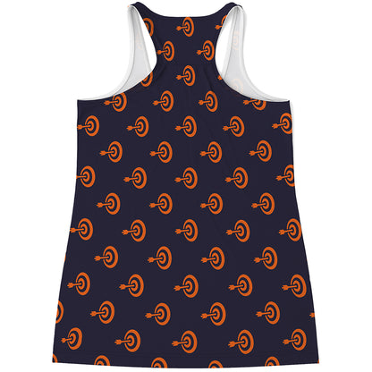 Orange Bullseye Target Pattern Print Women's Racerback Tank Top