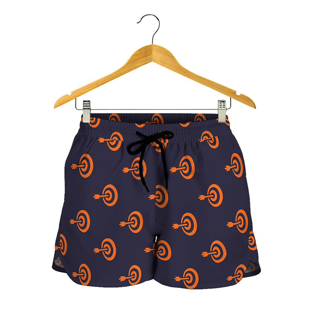 Orange Bullseye Target Pattern Print Women's Shorts