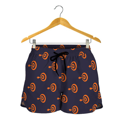 Orange Bullseye Target Pattern Print Women's Shorts