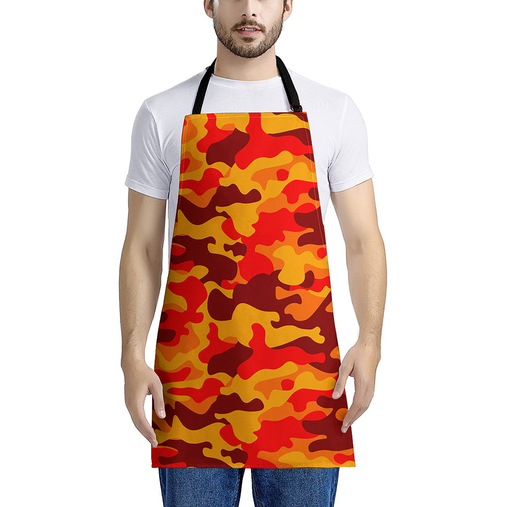 Orange Camouflage Print Apron