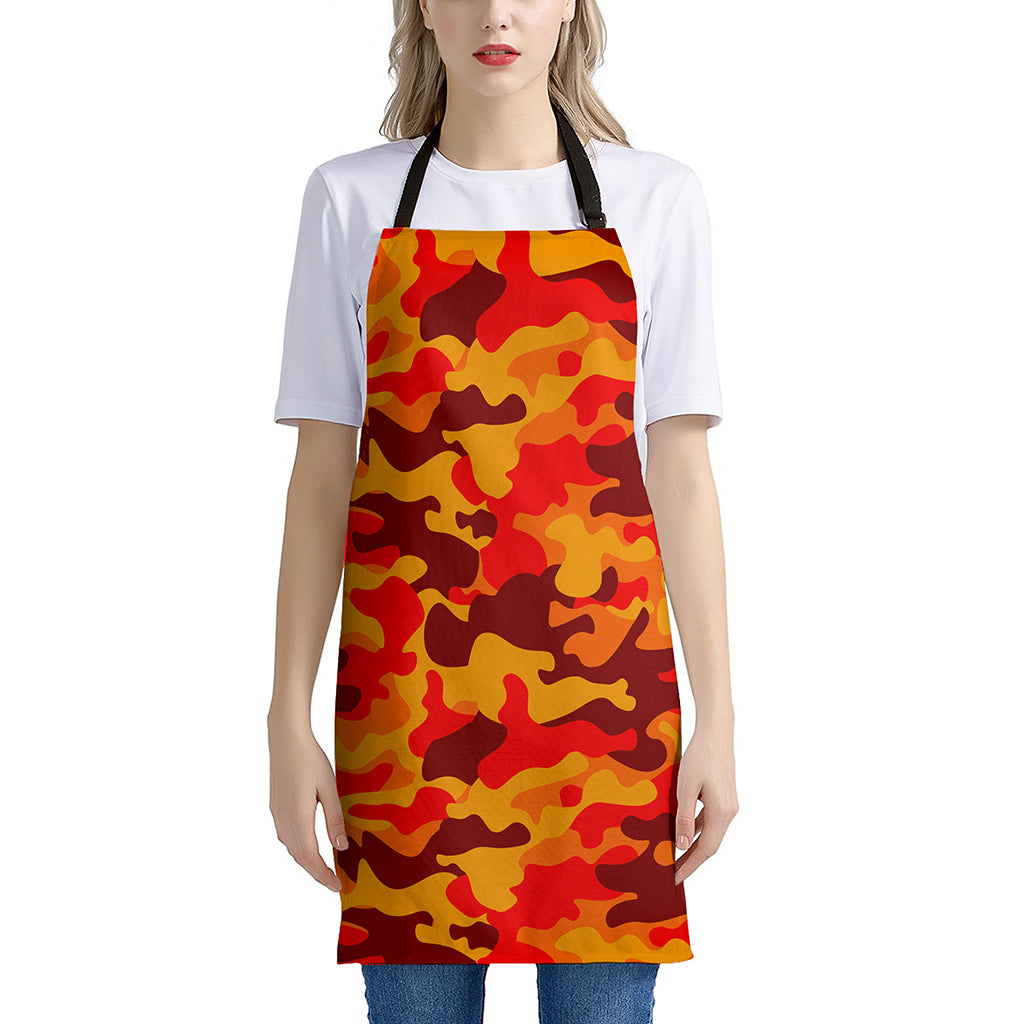 Orange Camouflage Print Apron