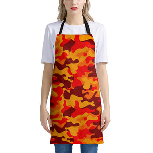 Orange Camouflage Print Apron