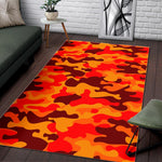 Orange Camouflage Print Area Rug GearFrost