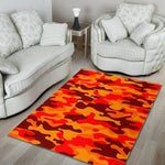 Orange Camouflage Print Area Rug GearFrost