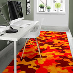 Orange Camouflage Print Area Rug GearFrost