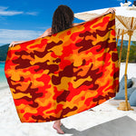 Orange Camouflage Print Beach Sarong Wrap