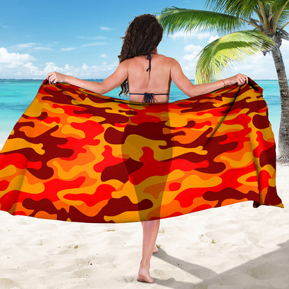 Orange Camouflage Print Beach Sarong Wrap