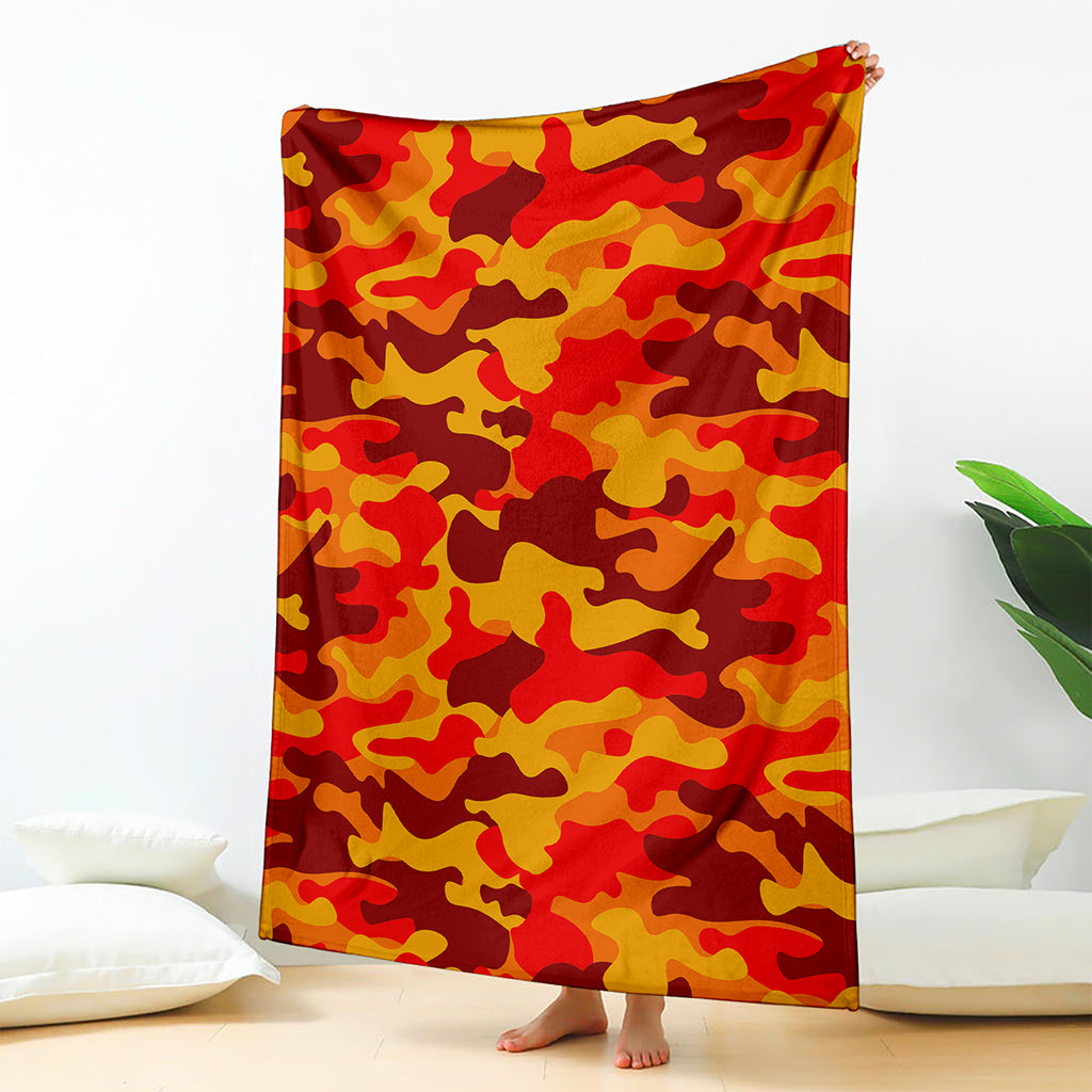 Orange Camouflage Print Blanket