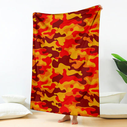 Orange Camouflage Print Blanket