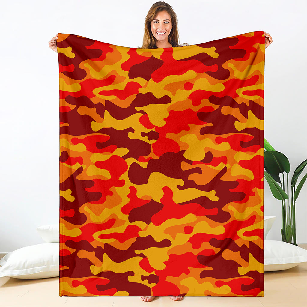 Orange Camouflage Print Blanket