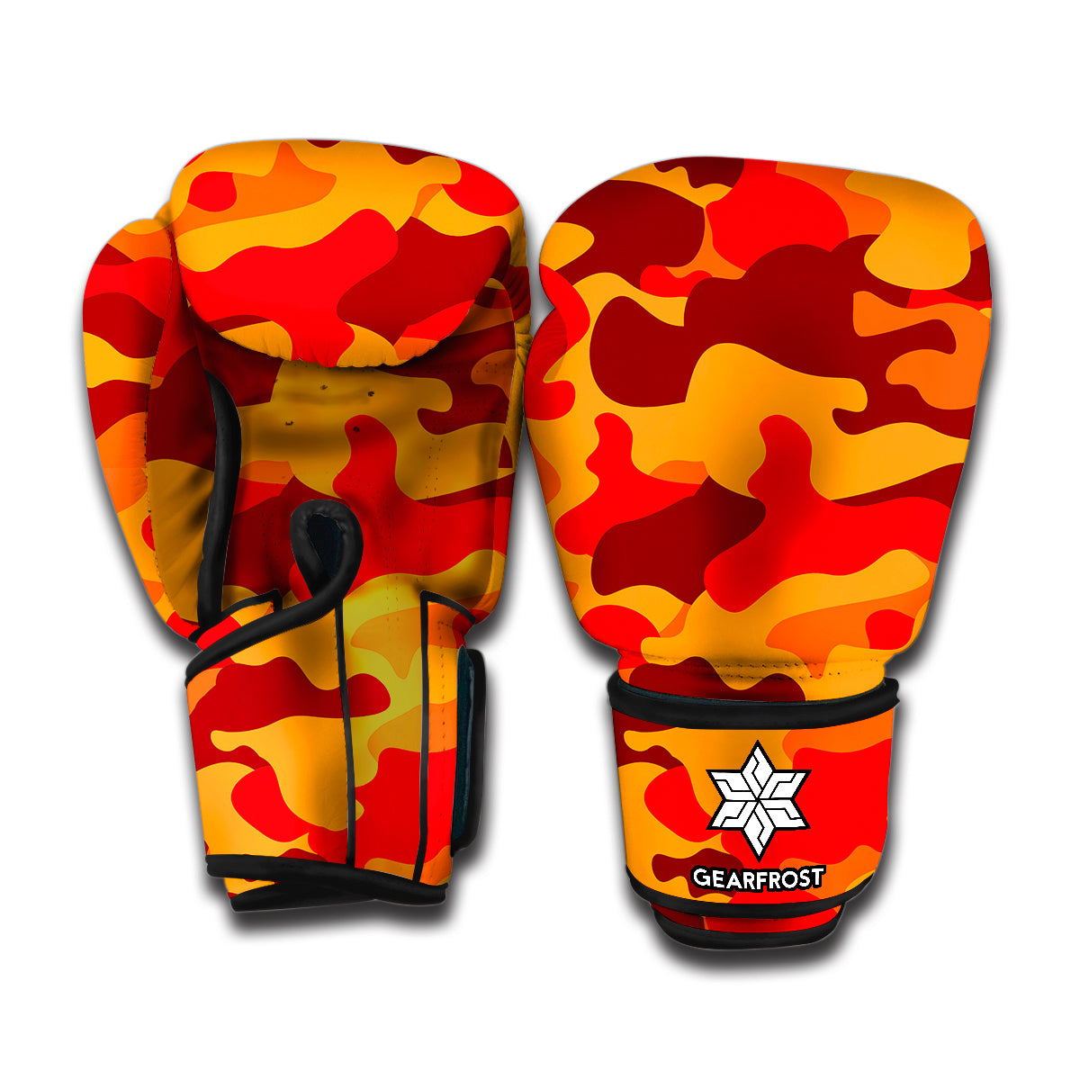 Orange Camouflage Print Boxing Gloves
