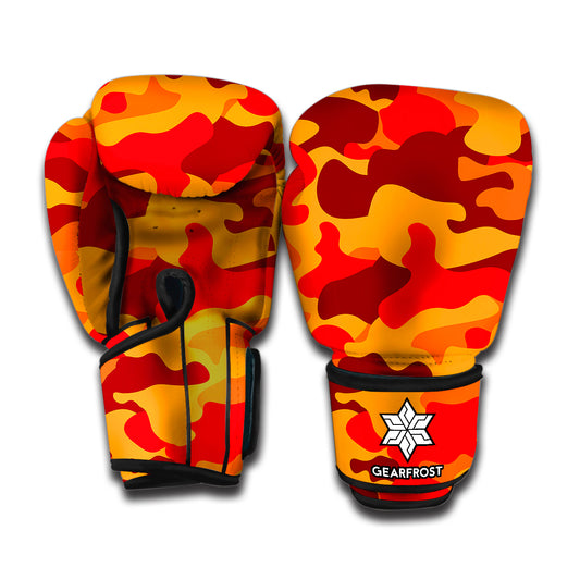 Orange Camouflage Print Boxing Gloves