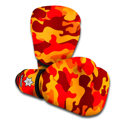 Orange Camouflage Print Boxing Gloves