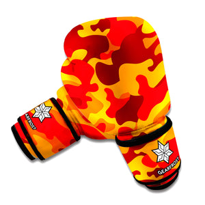 Orange Camouflage Print Boxing Gloves