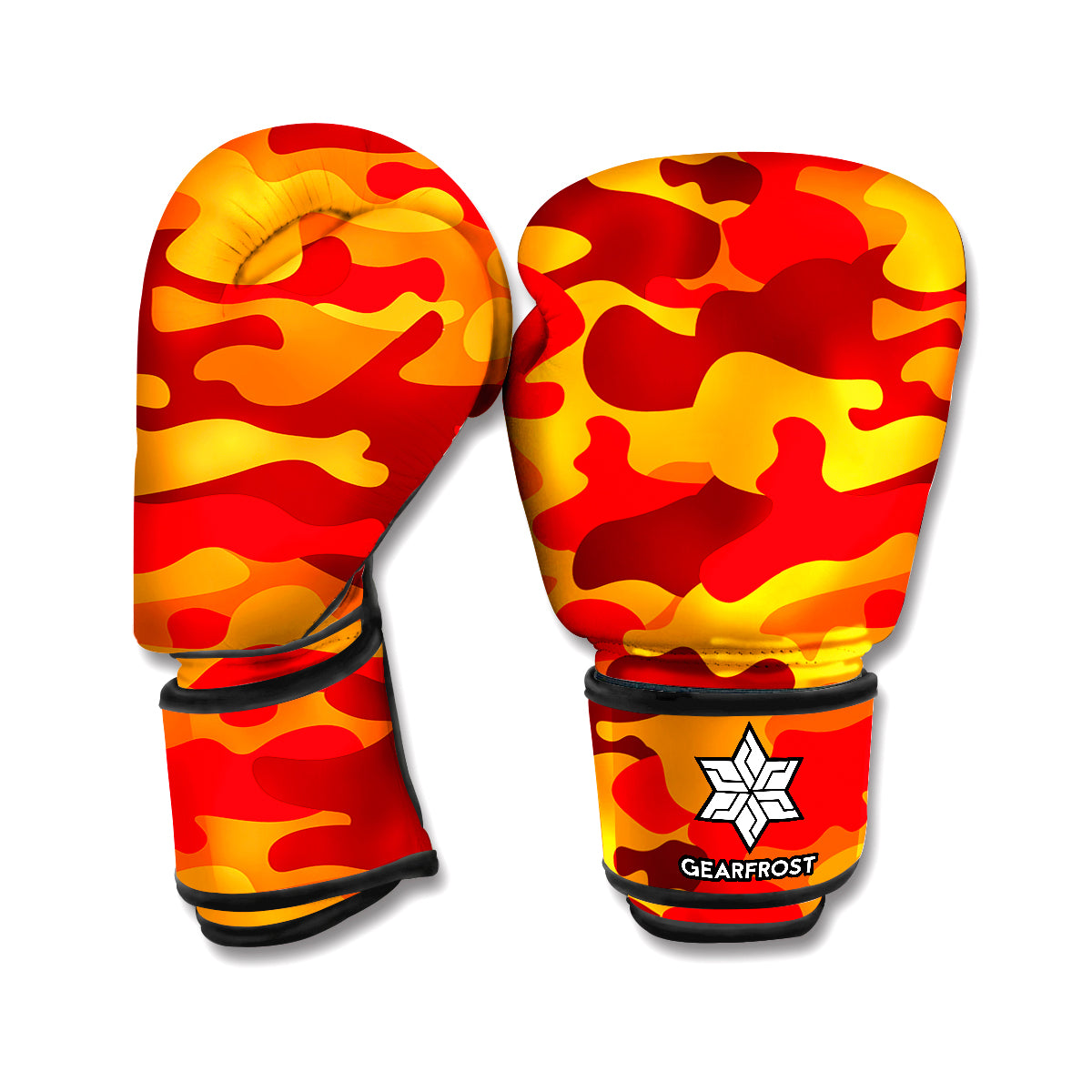 Orange Camouflage Print Boxing Gloves
