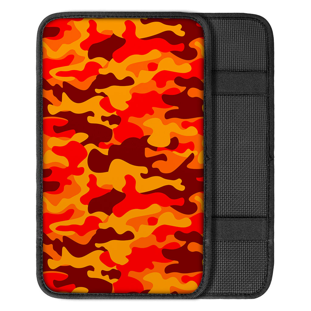 Orange Camouflage Print Car Center Console Cover