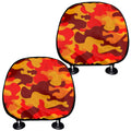 Orange Camouflage Print Car Headrest Covers