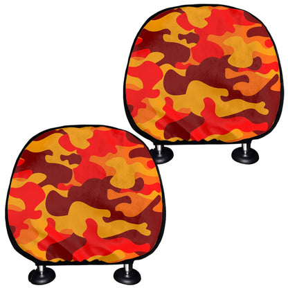 Orange Camouflage Print Car Headrest Covers