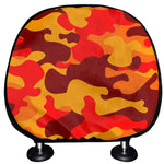 Orange Camouflage Print Car Headrest Covers