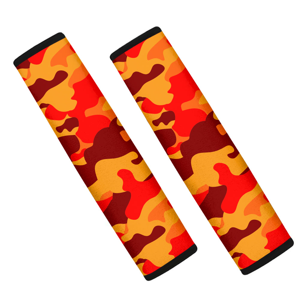 Orange Camouflage Print Car Seat Belt Covers