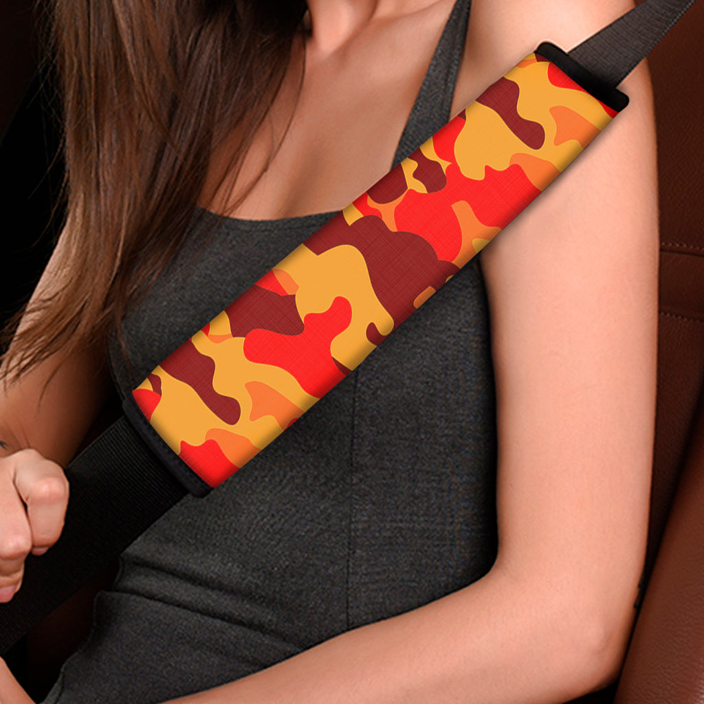 Orange Camouflage Print Car Seat Belt Covers