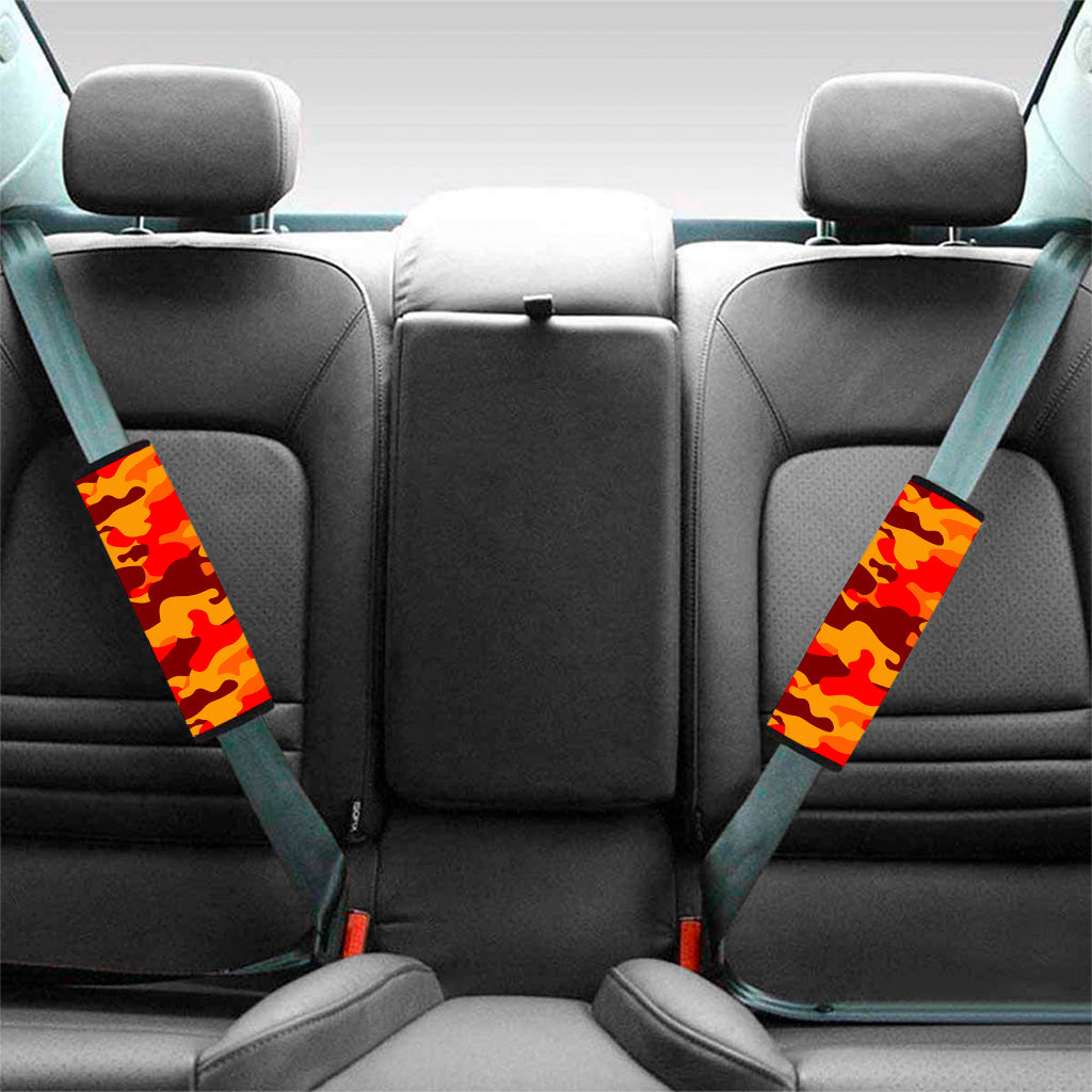Orange Camouflage Print Car Seat Belt Covers