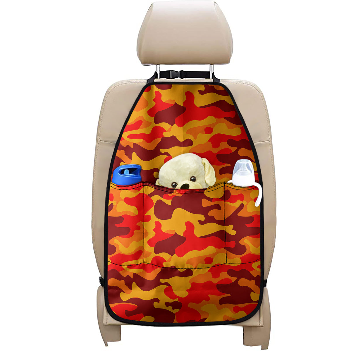 Orange Camouflage Print Car Seat Organizers