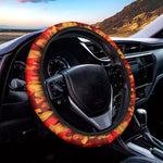 Orange Camouflage Print Car Steering Wheel Cover