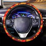 Orange Camouflage Print Car Steering Wheel Cover