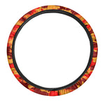 Orange Camouflage Print Car Steering Wheel Cover