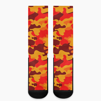 Orange Camouflage Print Crew Socks