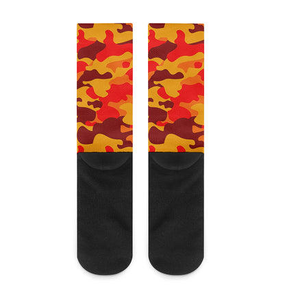 Orange Camouflage Print Crew Socks