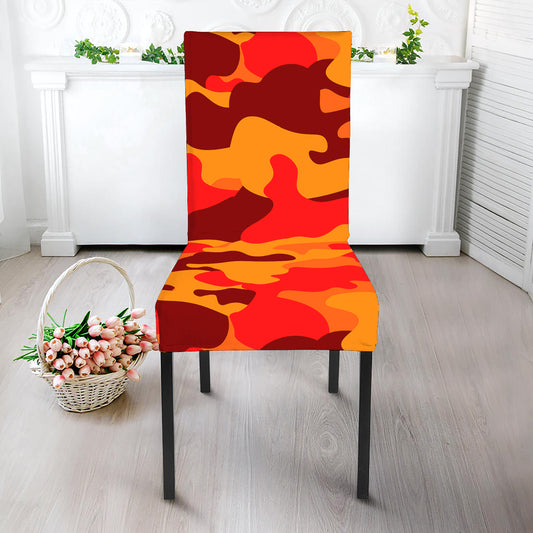 Orange Camouflage Print Dining Chair Slipcover
