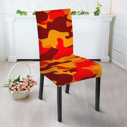 Orange Camouflage Print Dining Chair Slipcover