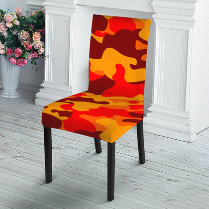 Orange Camouflage Print Dining Chair Slipcover