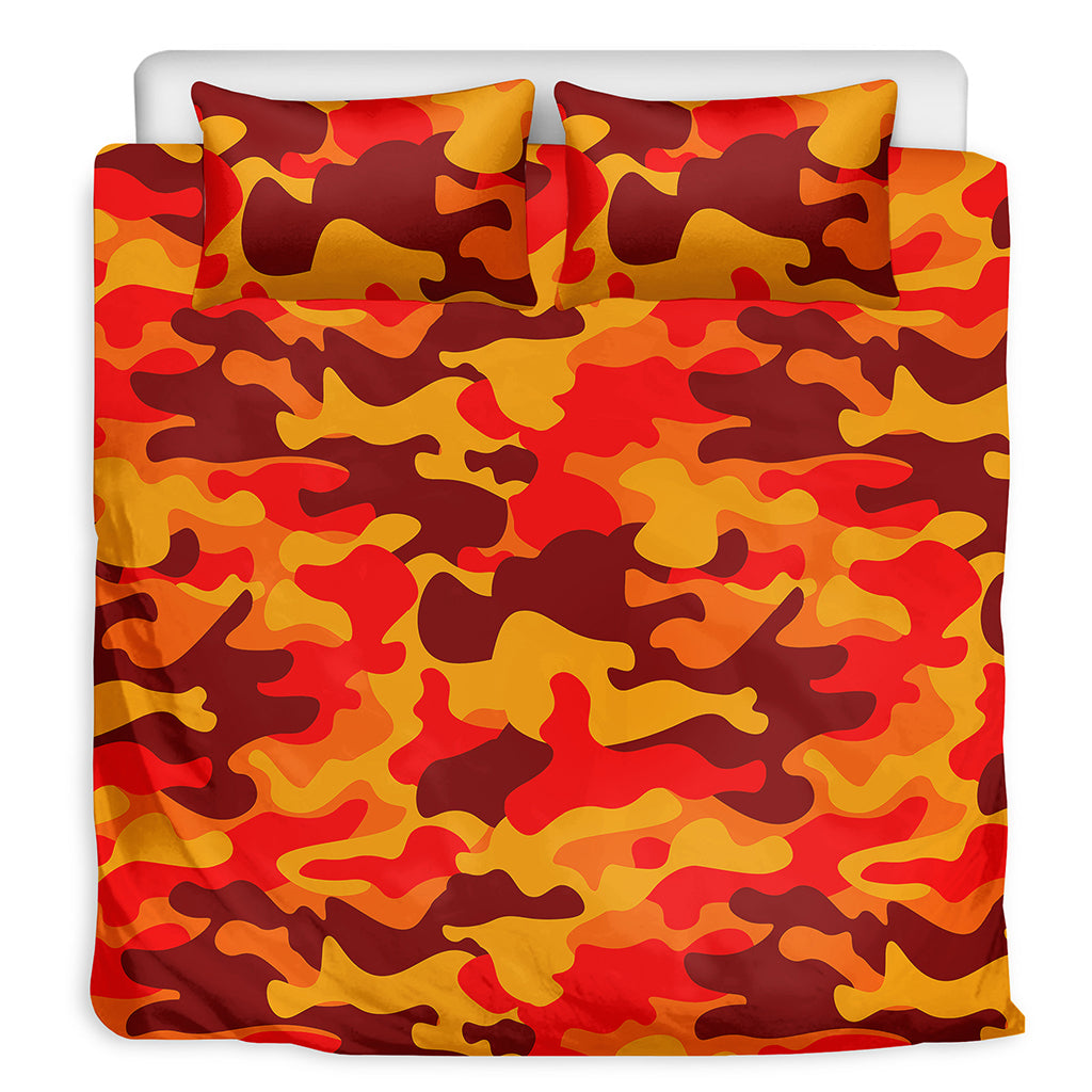 Orange Camouflage Print Duvet Cover Bedding Set